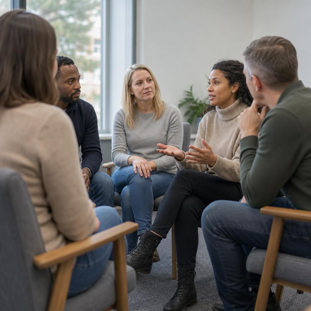 Prospective foster carers taking part in a group training discussion