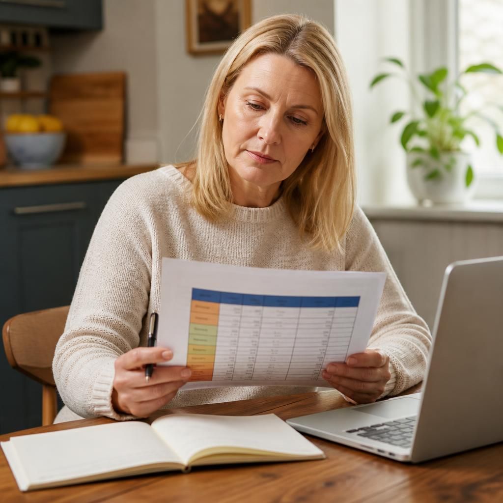 Foster carer reviewing a local authority payment schedule showing different age bands