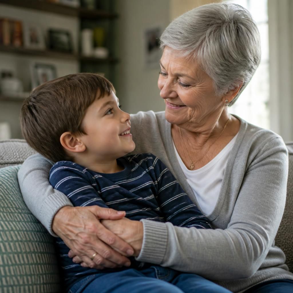 Grandparent and grandchild spending time together at home