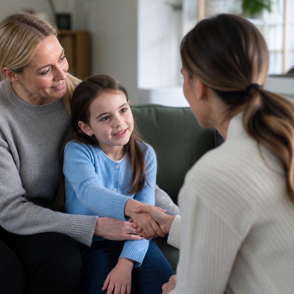 Child meeting a birth family member with a foster carer present