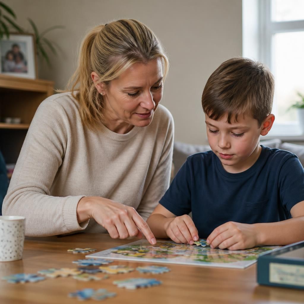 Respite foster carer supporting a child during a calm activity