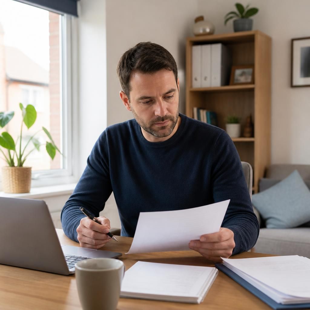 Full-time worker reviewing fostering paperwork at a desk