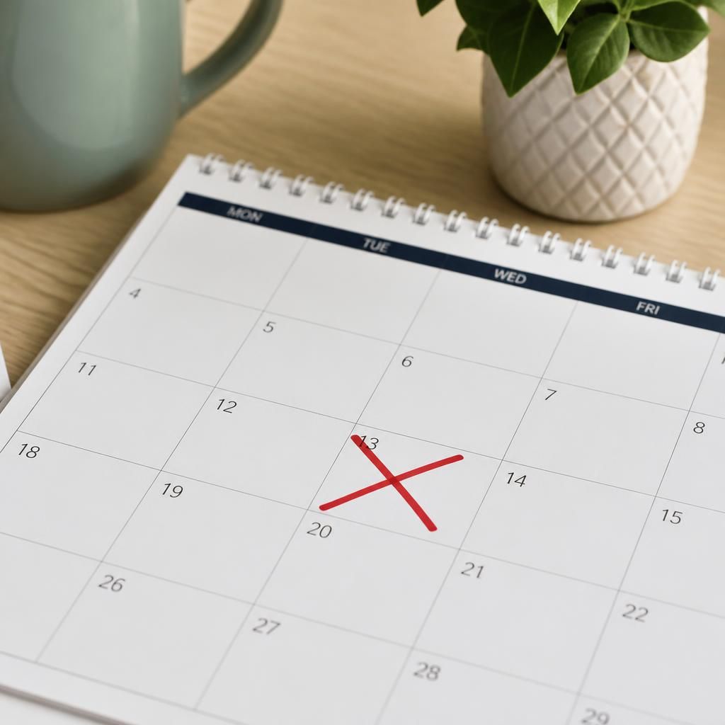 Calendar showing a planned respite placement date crossed out