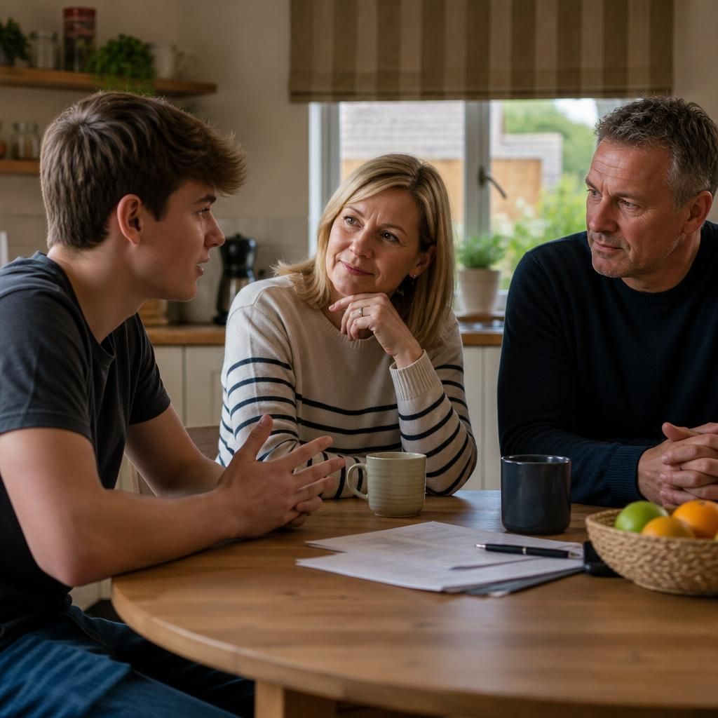 Young person taking part in a household discussion