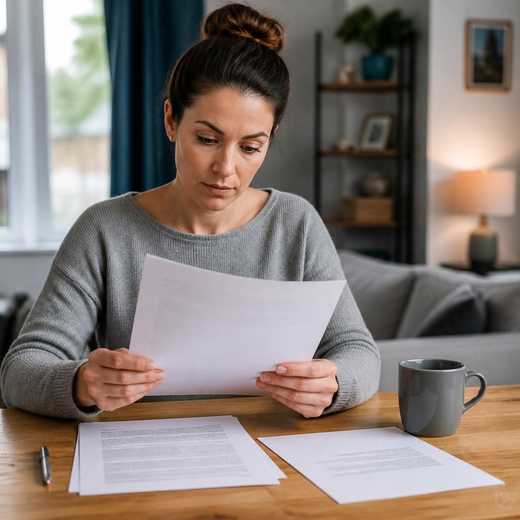 Tenant reviewing a tenancy agreement beside a landlord permission letter