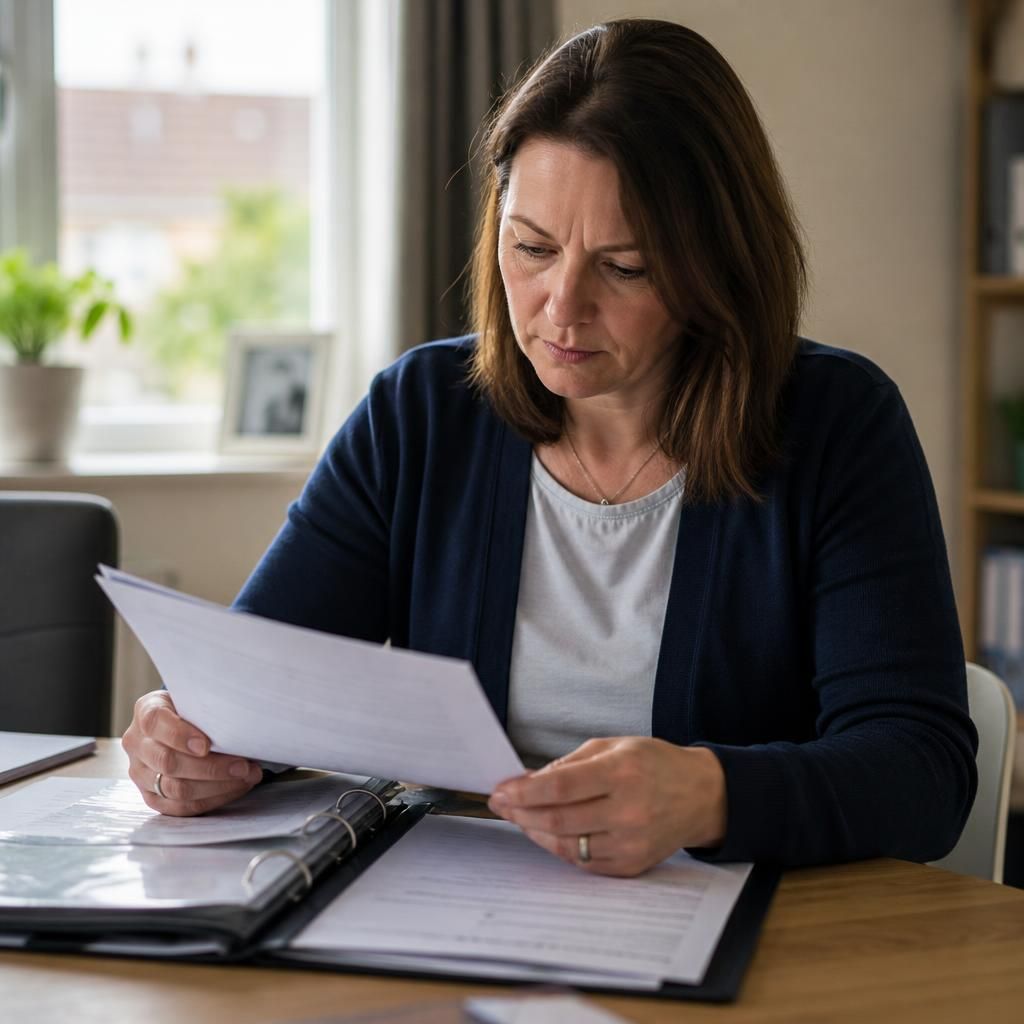 Foster carer reviewing an agency’s inspection report and registration documents
