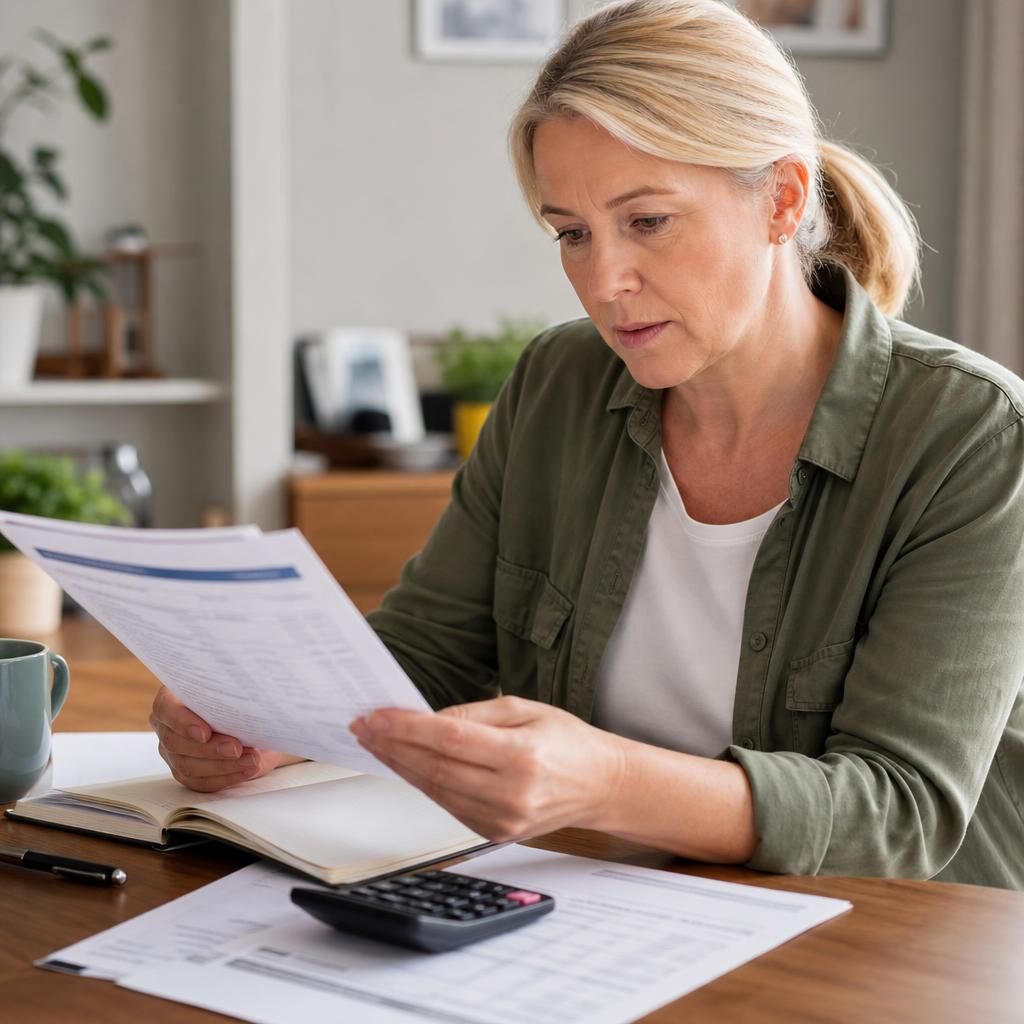 Foster carer reviewing a council payment breakdown with placement paperwork