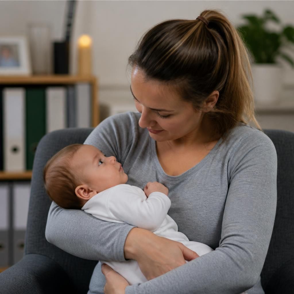 Foster carer holding an infant during a supervised care routine