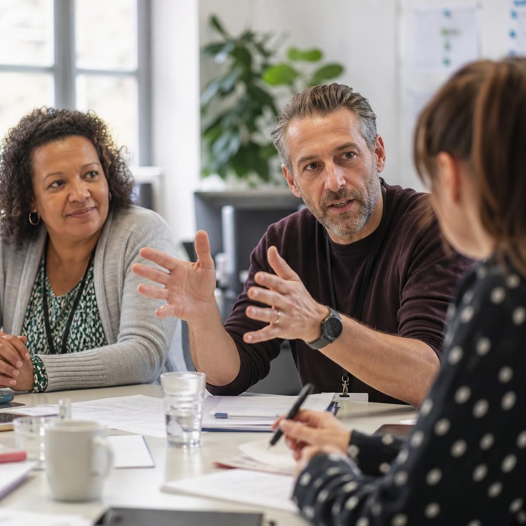 Foster carers taking part in a group training discussion