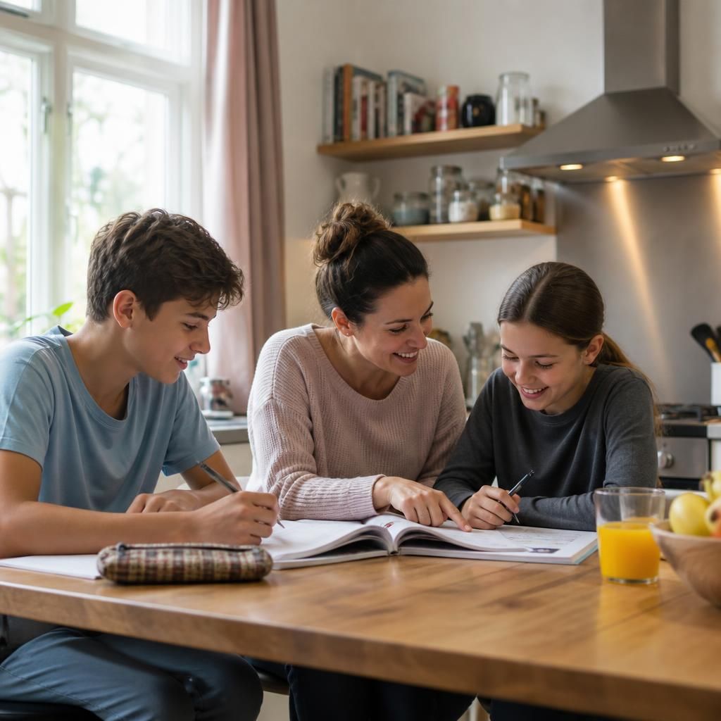 Foster family completing an activity together