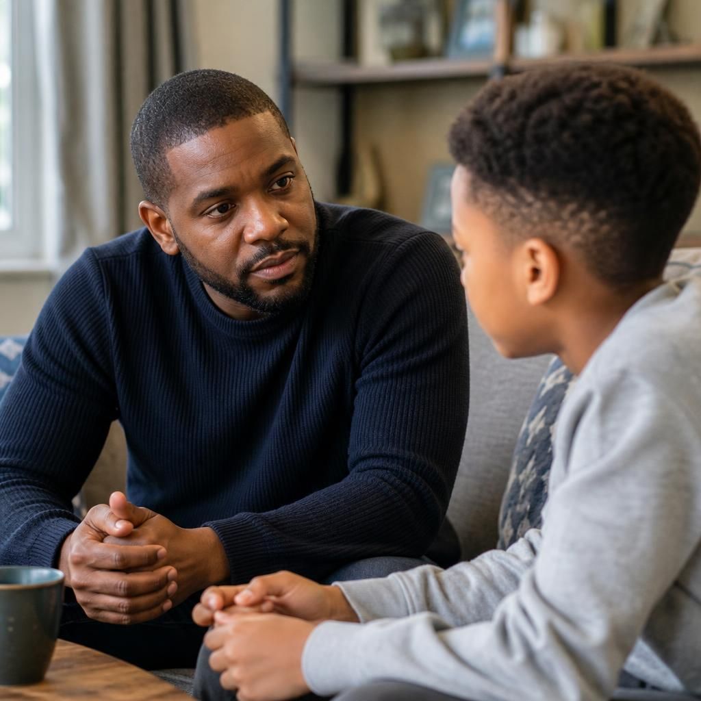 Adult listening to a child during a calm conversation