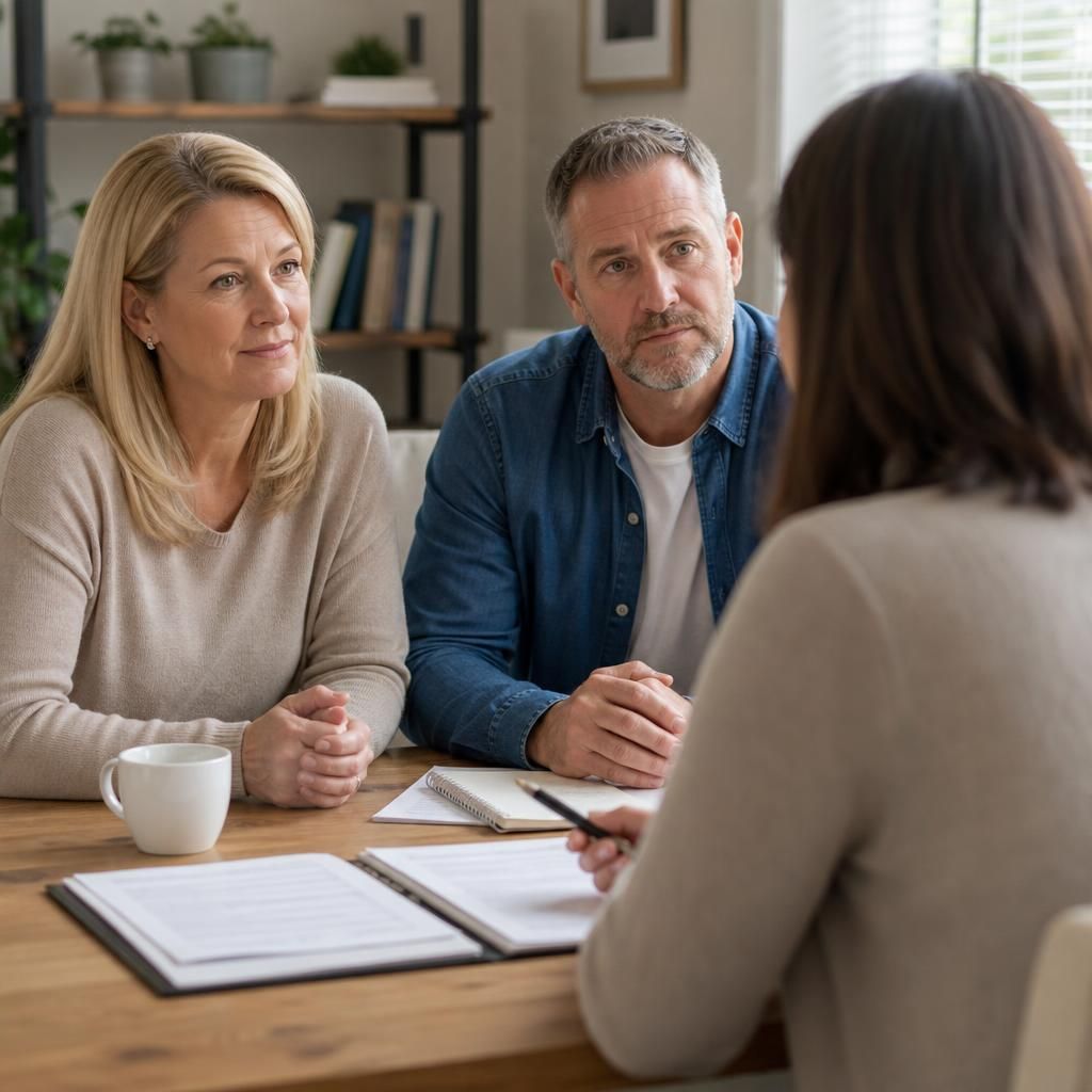Foster carer meeting with a supervising social worker to discuss their annual review